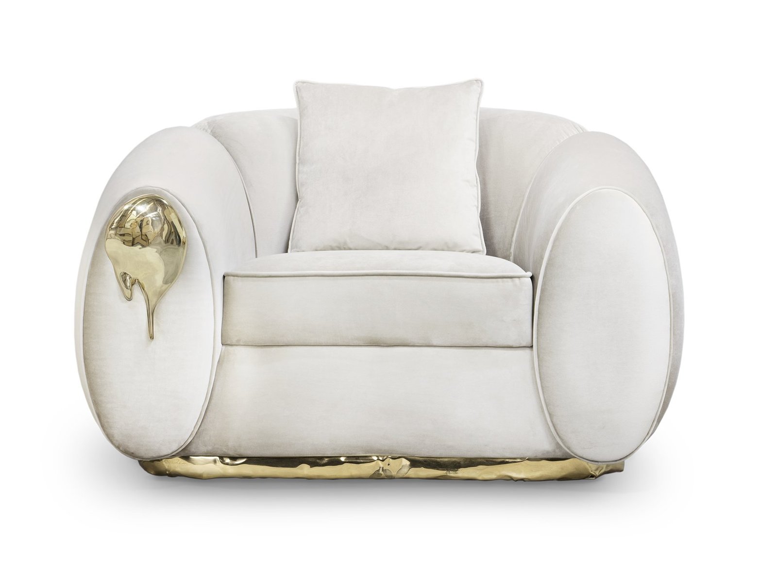 Soleil Armchair by Boca do Lobo in radiant cream and gold finish