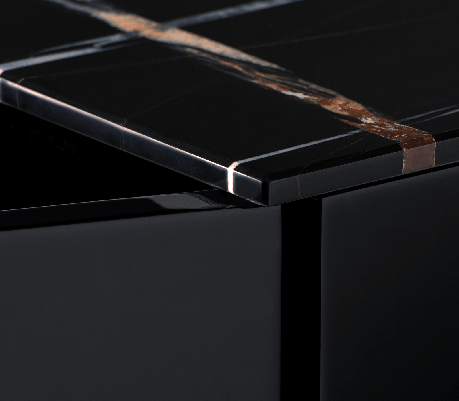 Angra Sideboard – Black Lacquer Finish and Sculpted Side