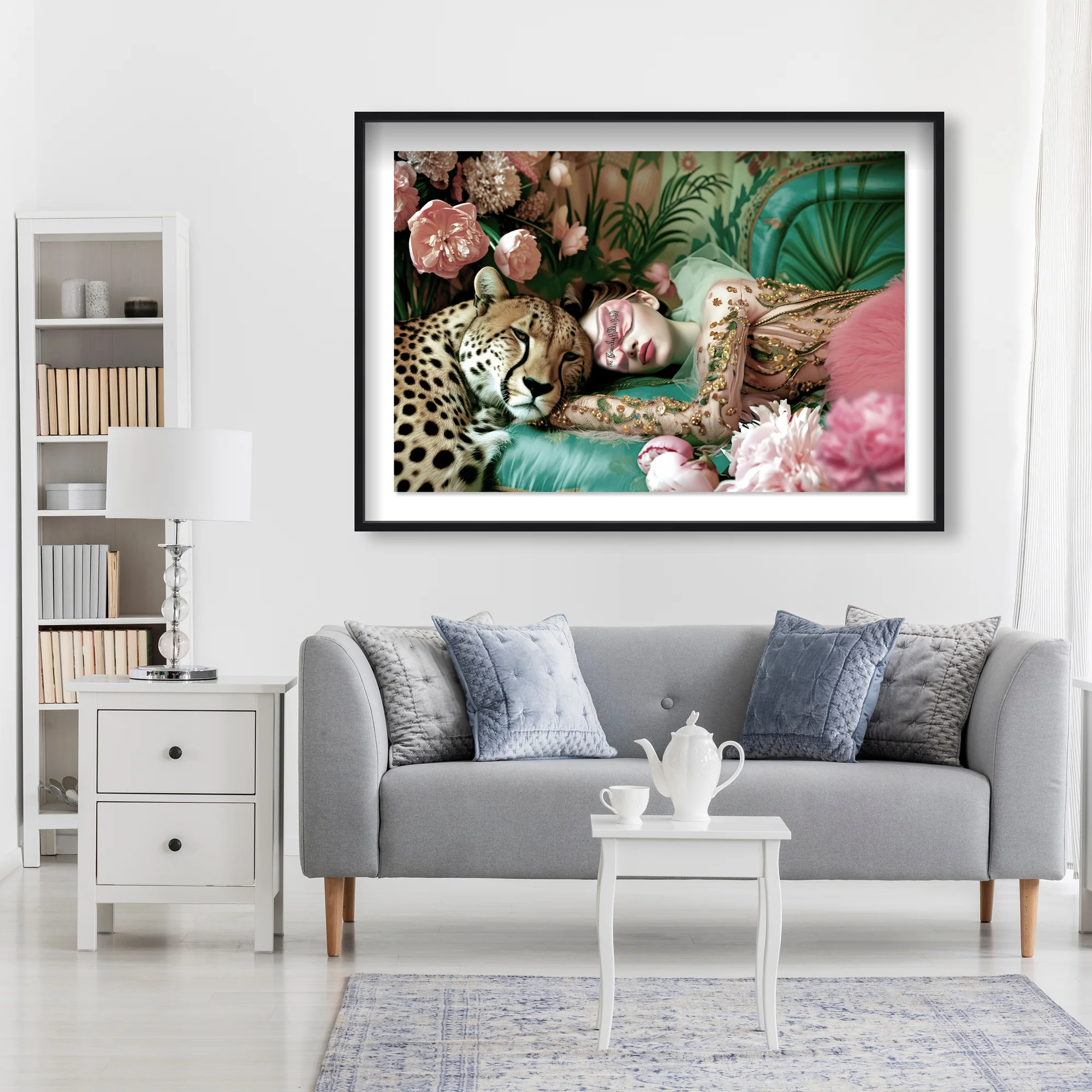 Sleeping Beauties Wall Art in Pink & Green – Styled in Glamorous Interior