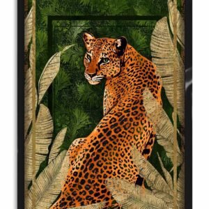 Emerald Jungle Cat art print by Oliver Gal – vertical luxury wall decor with hand-applied gold leaf and glitter.