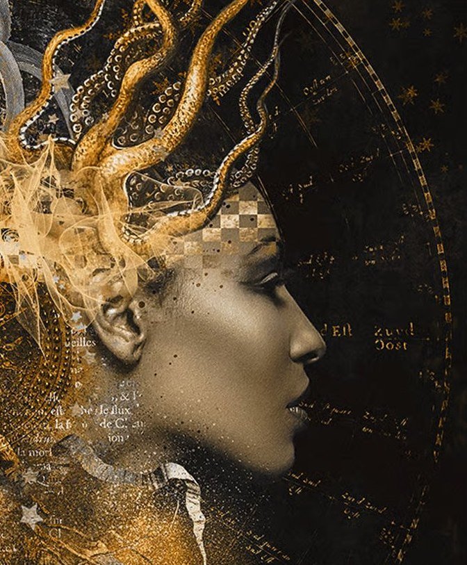 Golden Muse – Detail View | Cobra Art × Andrew Martin for Home Beauty Vibes