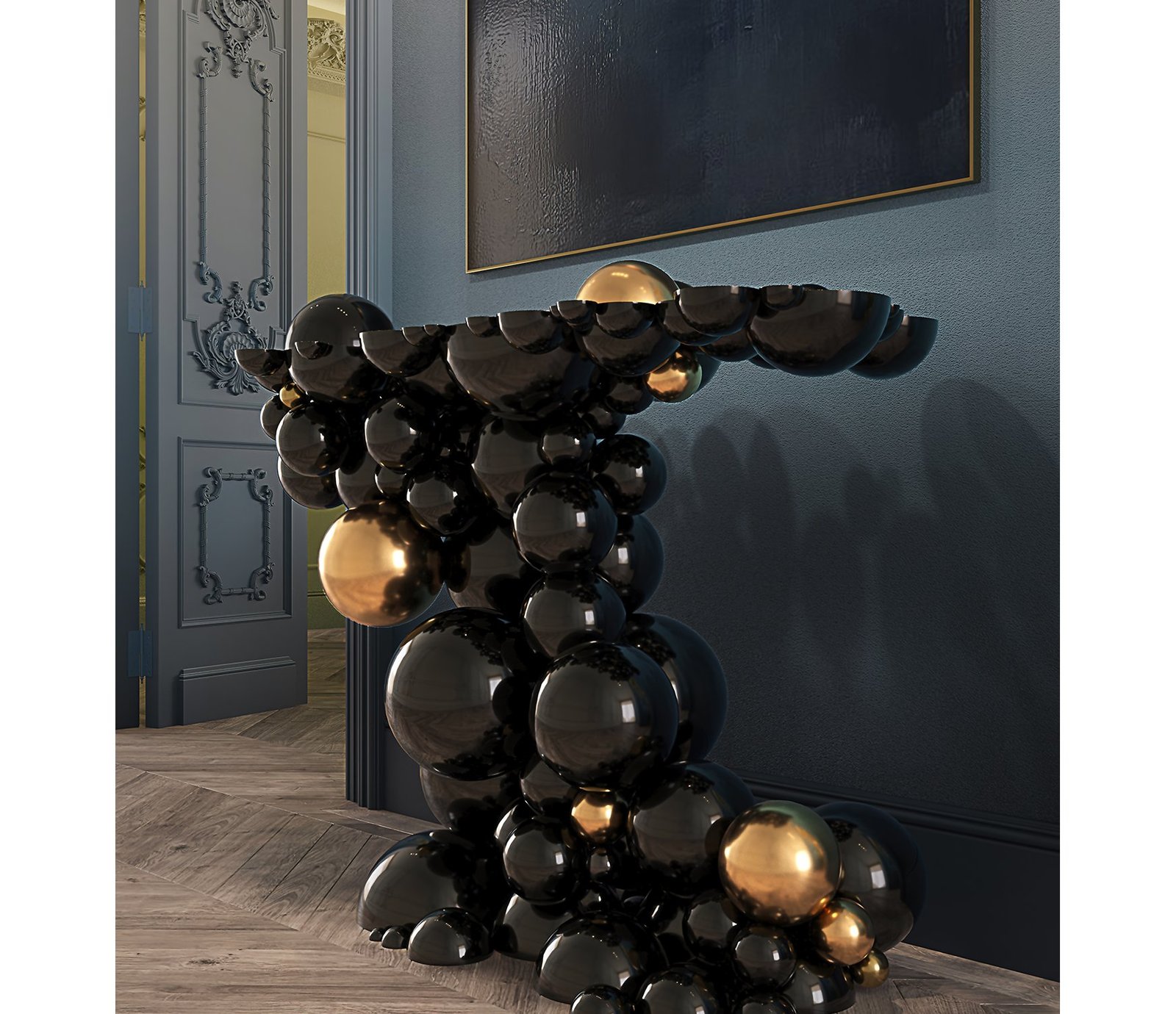 Newton Console from the Side – A Gravity-Defying Structure of Power and Poise