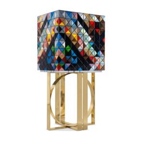 Pixel Cabinet by Boca do Lobo – multicolored luxury cabinet with handcrafted wood squares and gold details.