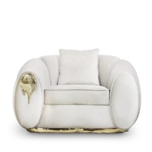 oleil Armchair by Boca do Lobo – Sculpted cream velvet with dripping gold detail