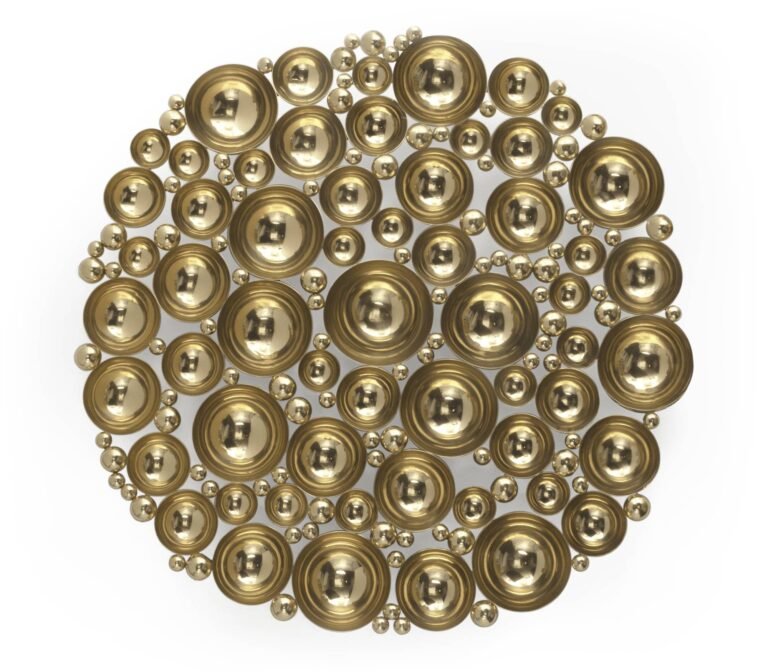 Newton Mirror by Boca do Lobo – sculptural wall mirror in polished brass spheres