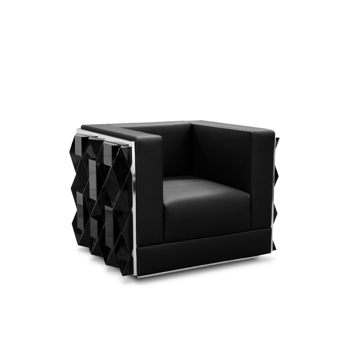 Fractal Logo Armchair black geometric pattern armchair side angle