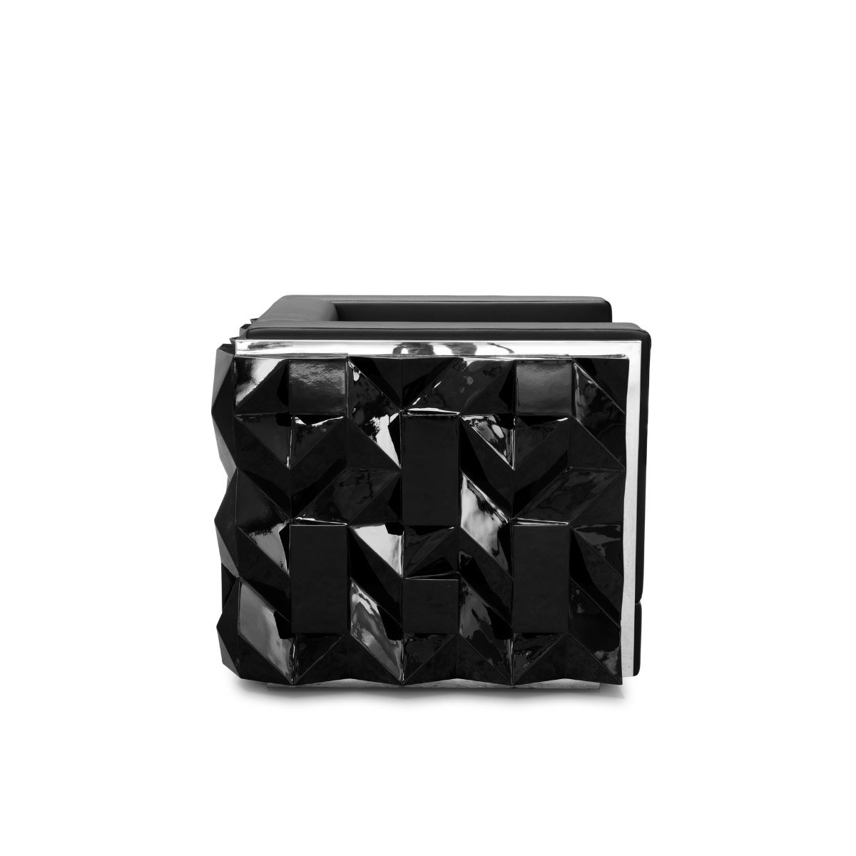 Fractal Logo Armchair black geometric pattern armchair side view