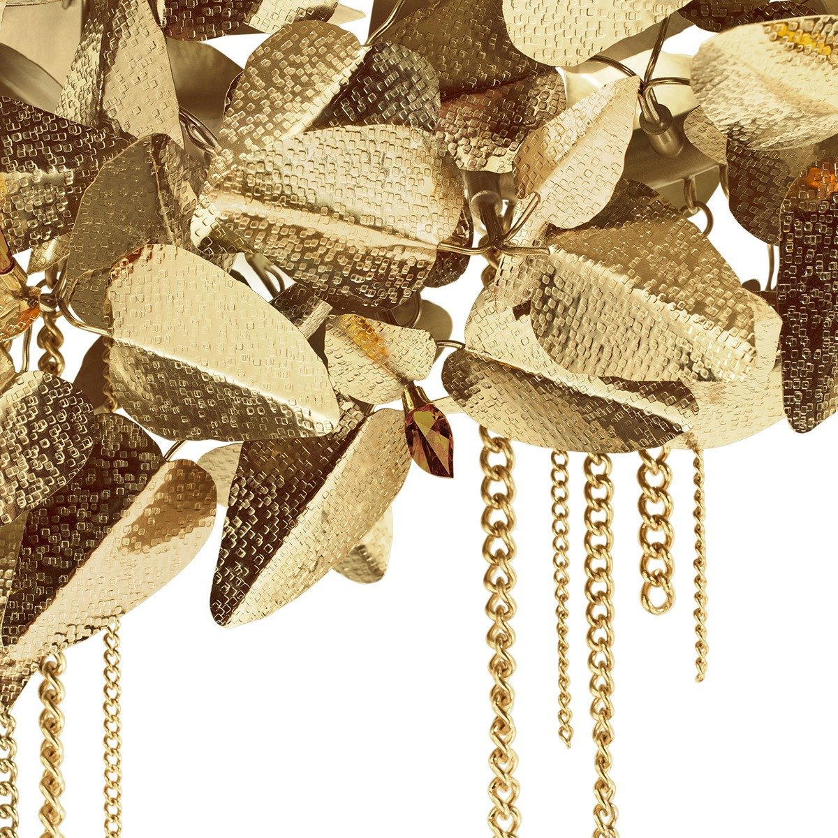 luxxu mcqueen chandelier brass leaf detail texture