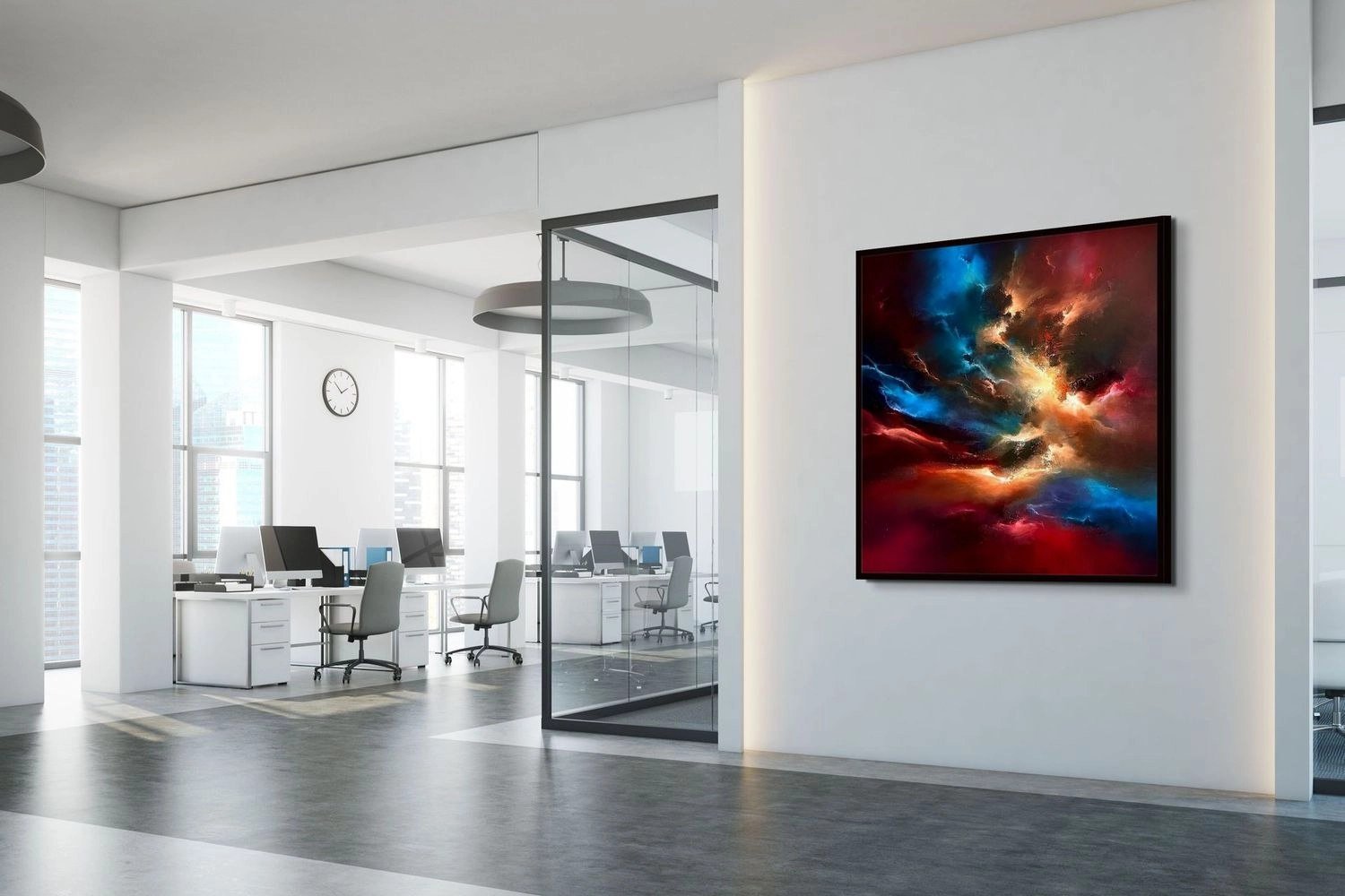 Battle of the Ages – Simon Kenny artwork in contemporary office interior