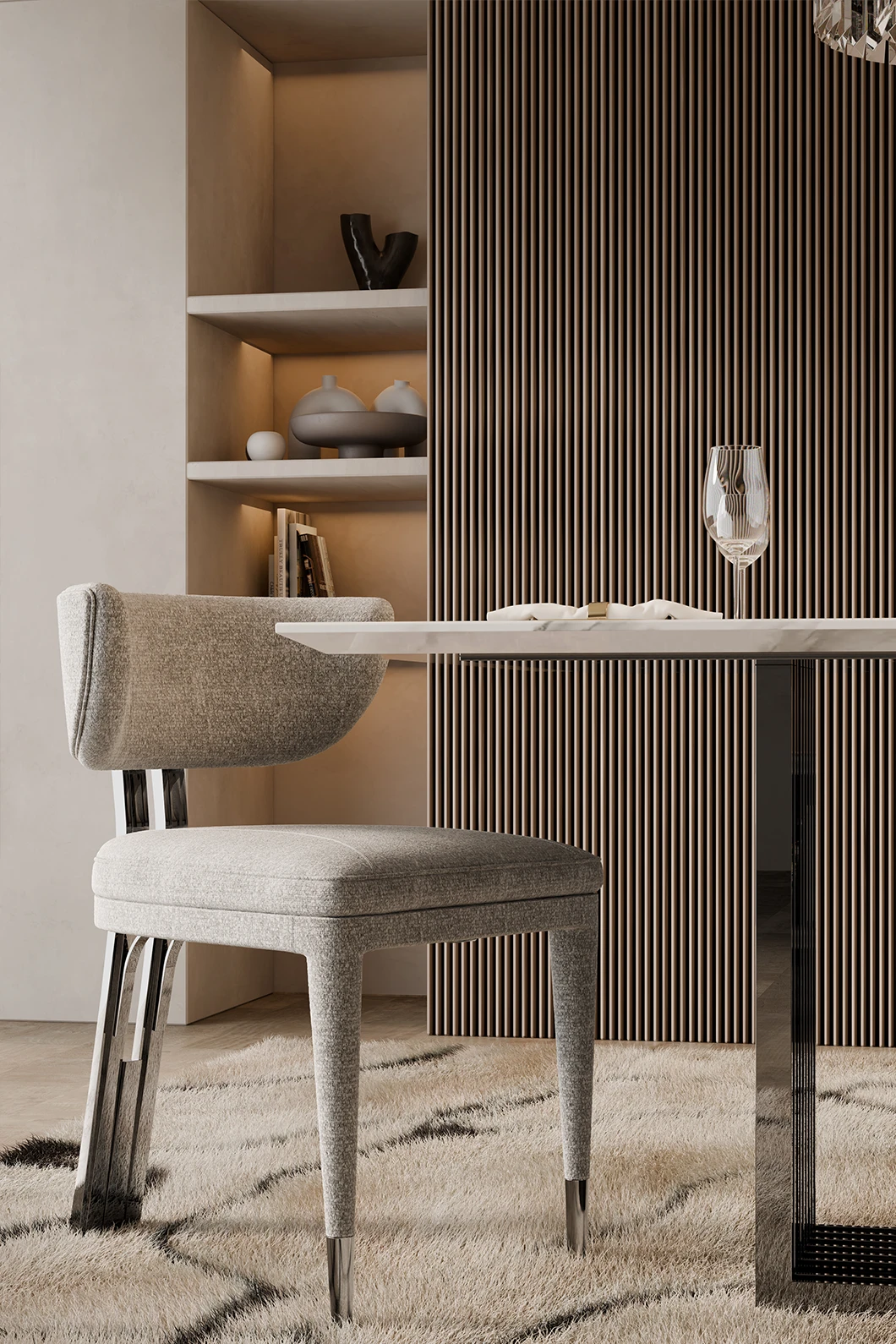 Talie Dining Chair by LUXXU at Dining Table