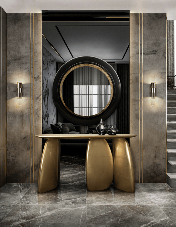 Ardara Console Table by BRABBU with Sculptural Mirror