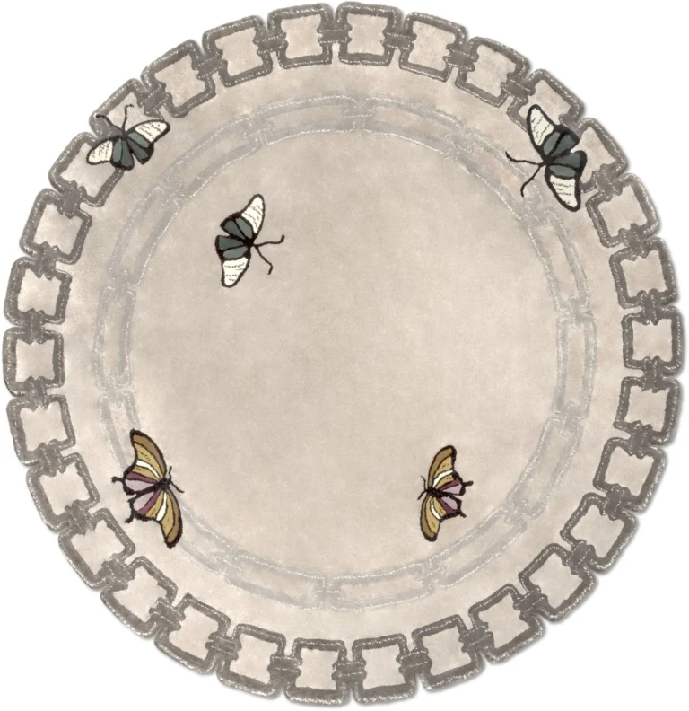 Metamorphosis Rug by Rug’Society with butterfly motifs in botanical silk