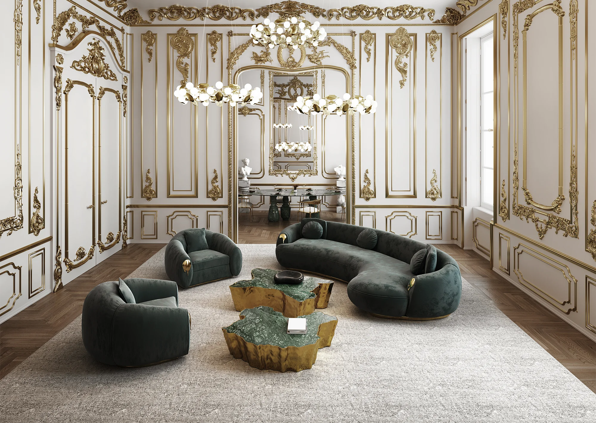 Soleil Armchair Green – Ornate Living Room – Boca do Lobo