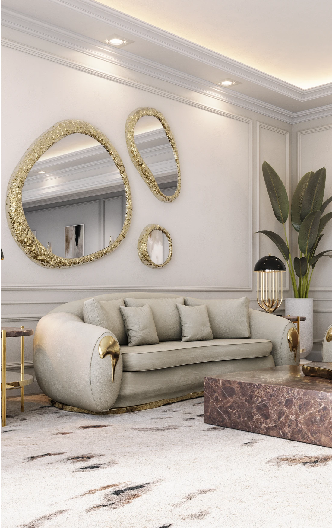 Soleil Sofa – Mirrored Living Room – Boca do Lobo