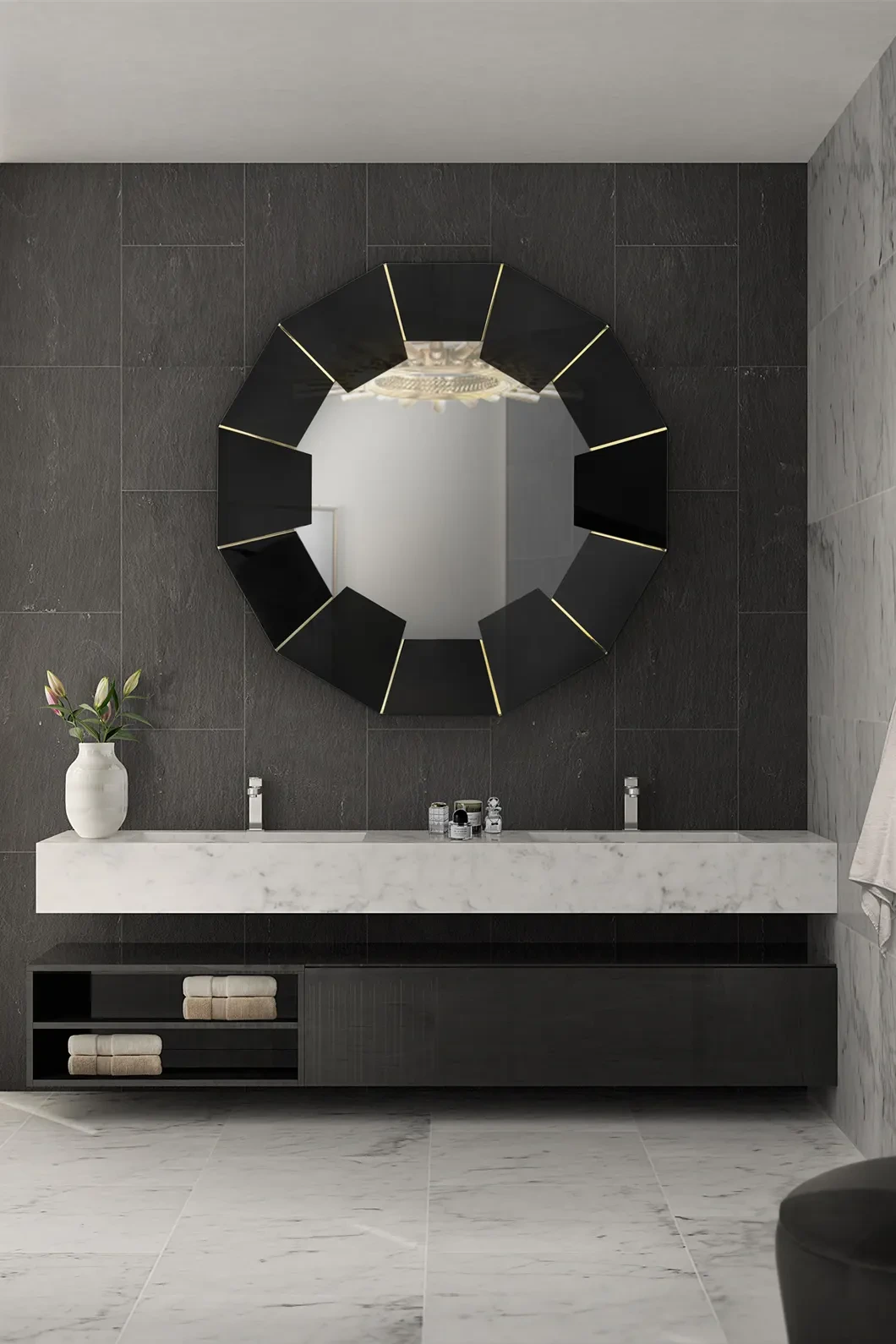 Darian Black Mirror by LUXXU β Dark Bathroom